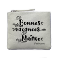 Porte monnaie personnalisé maitre vacances ivoire en feutrine en feutrine ivoire