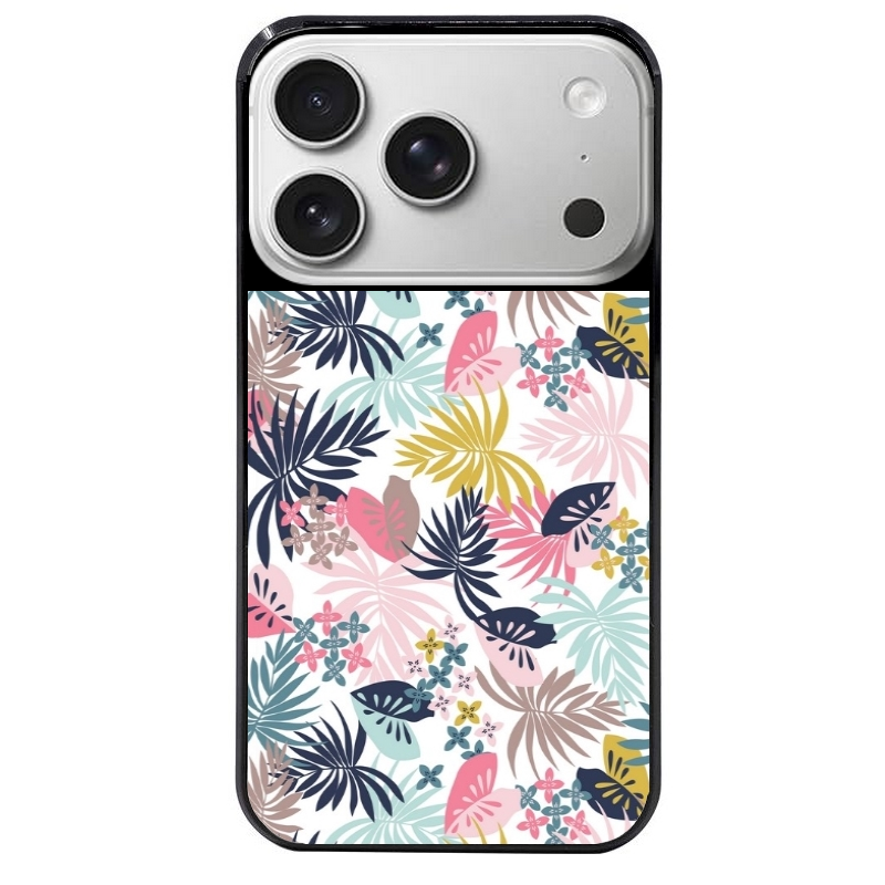 Coque noire taperso pour Iphone 17 17E AIR MAX PRO avec motif jungle et fleur rose protection antichoc personnalisée