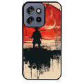 Coque noire taperso pour Moto Edge 60 et Neo Fusion Pro avec motif samourai rouge protection antichoc personnalisée