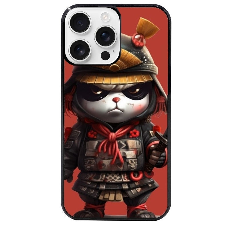 Coque noire taperso pour Iphone 16 16E PLUS MAX PRO avec motif panda et samourai protection antichoc personnalisée