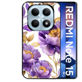 Coque noire taperso pour Redmi Note 15 et PRO PLUS 4G 5G avec motif fleur pivoine protection antichoc personnalisée