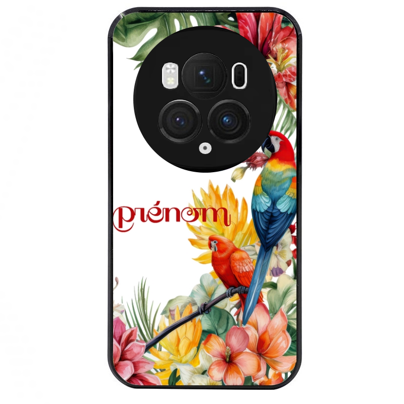 Coque noire taperso pour Magic 5 6 LITE et PRO avec motif perroquet personnalisee protection antichoc personnalisée