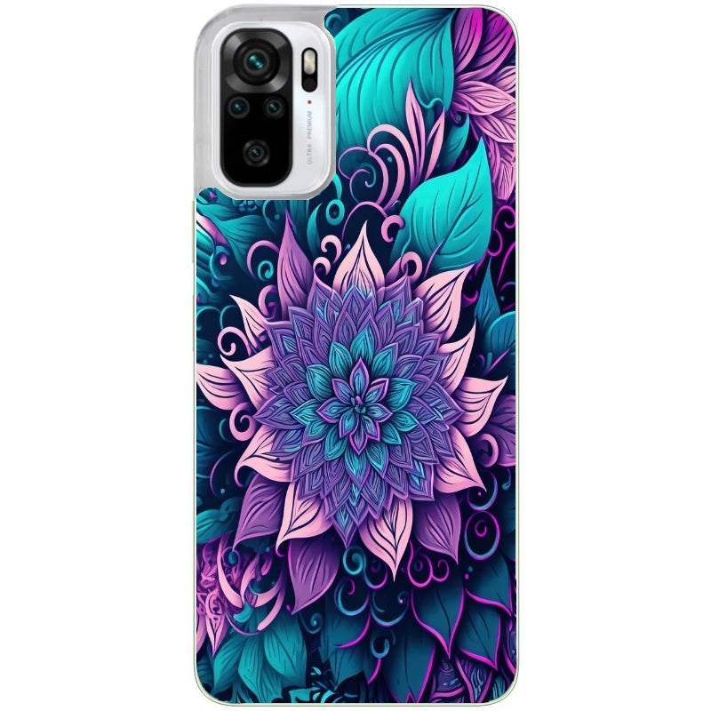 Coque taperso pour Redmi Note 10 4G 5G PRO 10S avec motif tropical mandala et fleur violet protection antichoc personnalisée