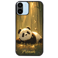 Coque noire taperso pour Redmi A1 et A2 avec motif panda et papillon personnalisee protection antichoc personnalisée