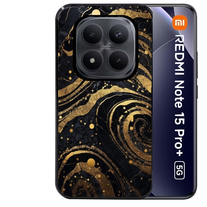 Coque noire taperso pour Redmi Note 15 et PRO PLUS 4G 5G avec motif marbre noir protection antichoc personnalisée