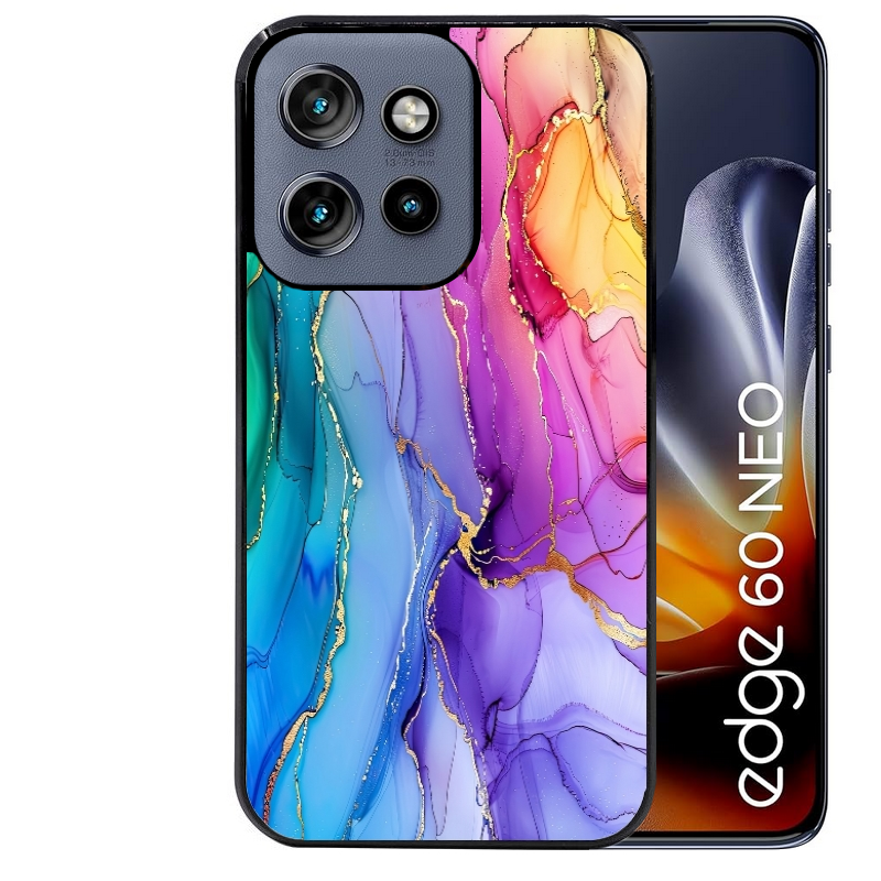 Coque noire taperso pour Moto Edge 60 et Neo Fusion Pro avec motif marbre tie dye protection antichoc personnalisée