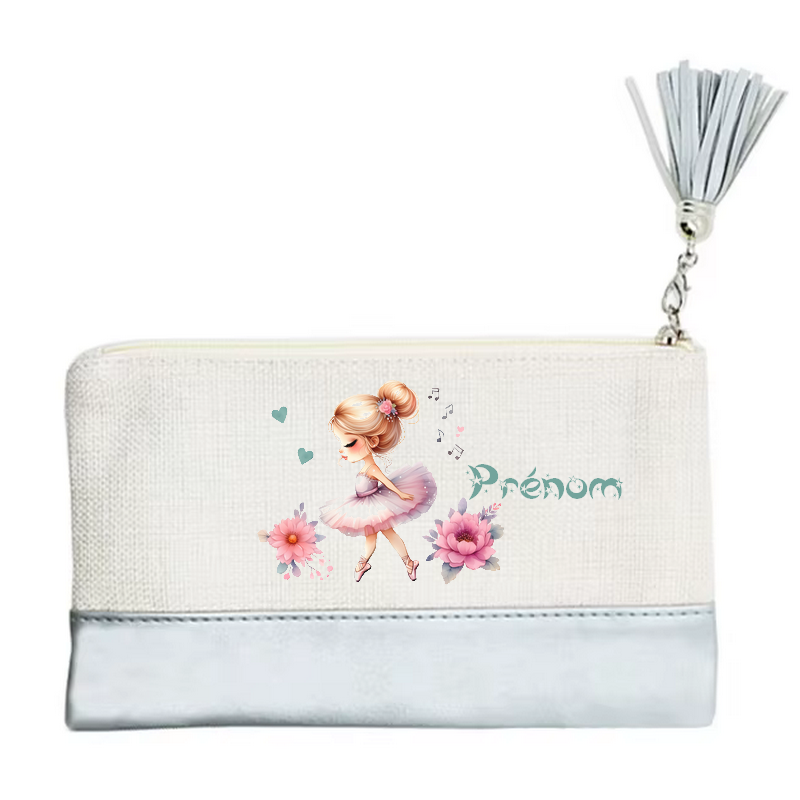 Pochette personnalisée motif danse étoile en toile et simili cuir personnalisée