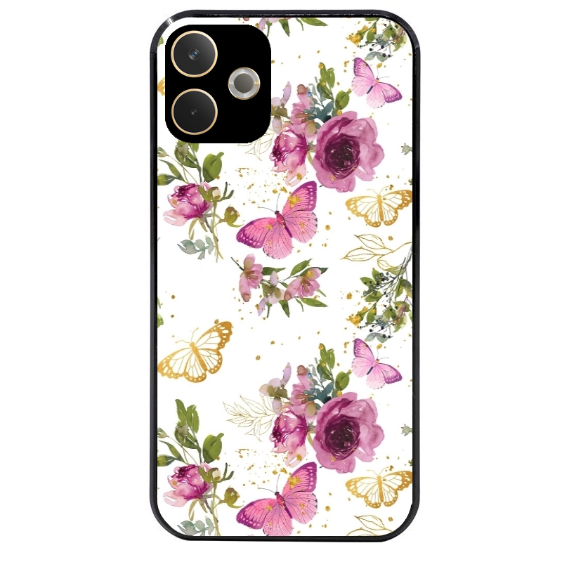 Coque noire taperso pour OPPO A5 PRO 4G et 5G avec motif fleur et papillon protection antichoc personnalisée