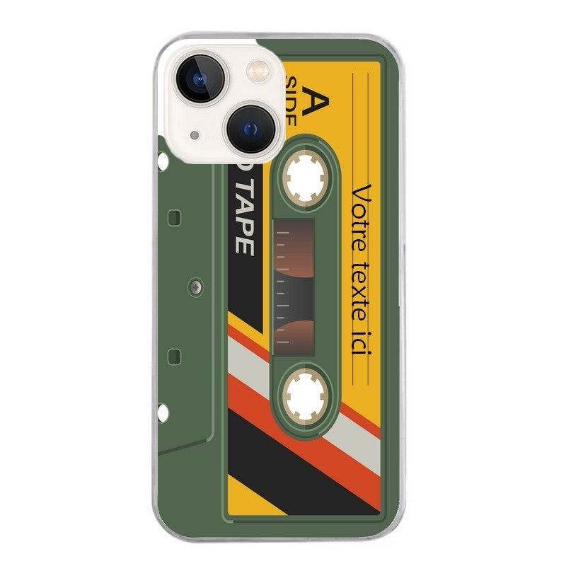 Coque taperso pour Iphone 13 et PRO MINI PRO MAX personnalisable avec motif cassette kaki protection antichoc personnalisée