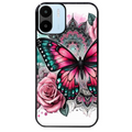 Coque noire taperso pour Redmi A1 et A2 avec motif papillon rose protection antichoc personnalisée