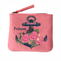 Porte monnaie personnalisé ancre fleur en feutrine en feutrine