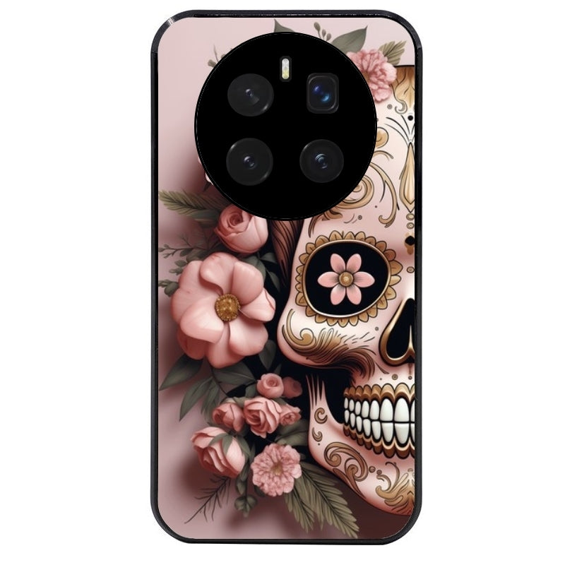 Coque noire taperso pour Magic 7 LITE et PRO avec motif tete de mort calavera rose protection antichoc personnalisée