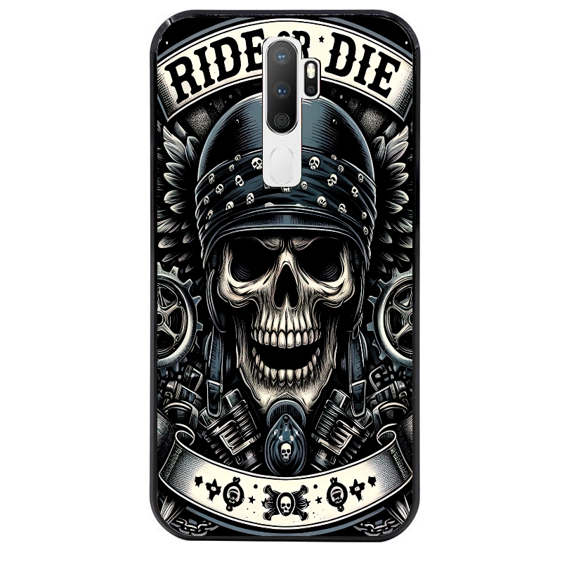 Coque noire taperso pour OPPO A5 A9 2020 avec motif mort motard protection antichoc personnalisée