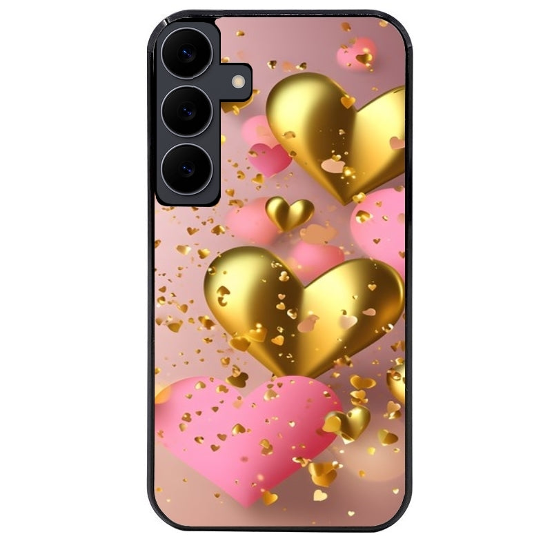 Coque noire taperso pour galaxy A06 A16 A26 A36 A56 avec motif coeur rose protection antichoc personnalisée