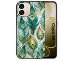 Coque noire taperso pour OPPO A6 A6X 4G et 5G avec motif paon plumes protection antichoc personnalisée