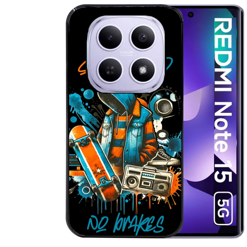 Coque noire taperso pour Redmi Note 15 et PRO PLUS 4G 5G avec motif skate board protection antichoc personnalisée