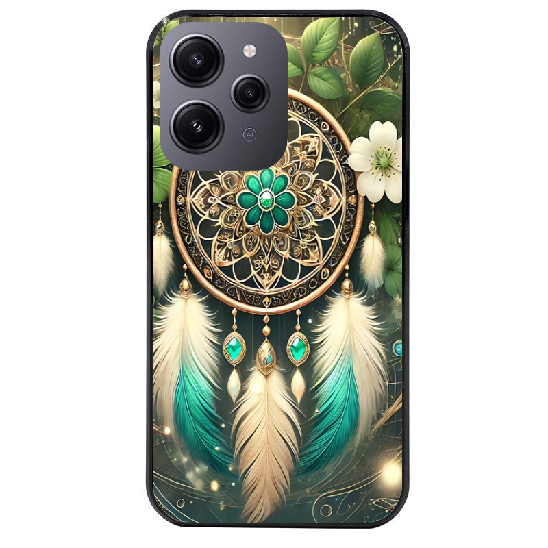 Coque noire taperso pour Redmi 12 4G et 5G avec motif dreamcatcher talisman protection antichoc personnalisée