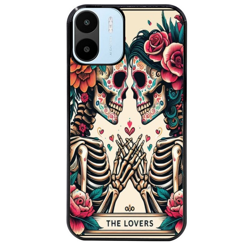Coque noire taperso pour Redmi A1 et A2 avec motif tete de mort lovers protection antichoc personnalisée