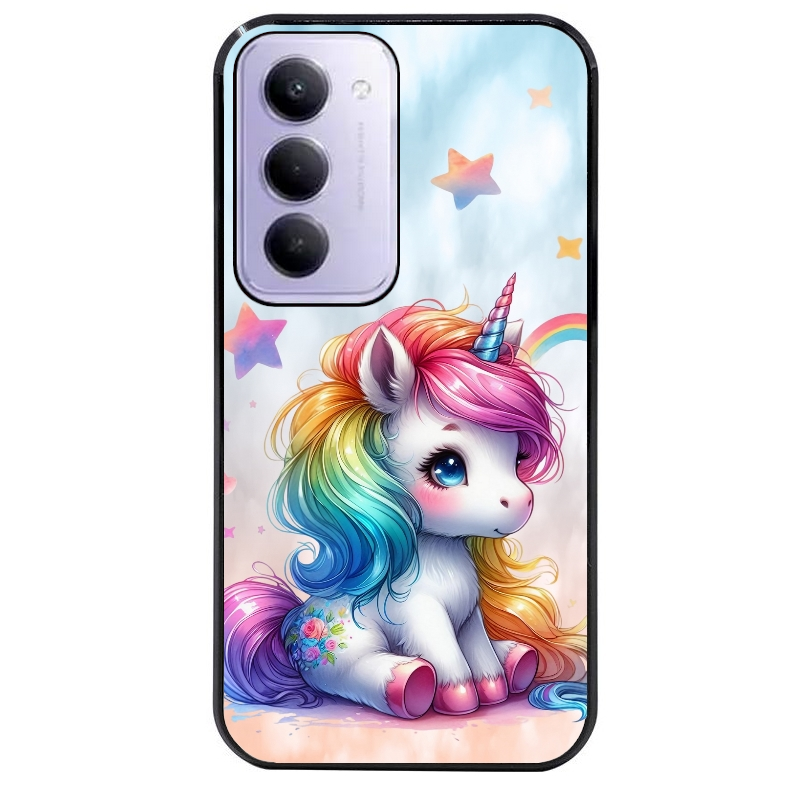 Coque noire taperso pour Redmi 15 4G et 5G avec motif licorne et etoiles protection antichoc personnalisée