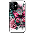 Coque noire taperso pour OPPO A40 avec motif papillon rose protection antichoc personnalisée