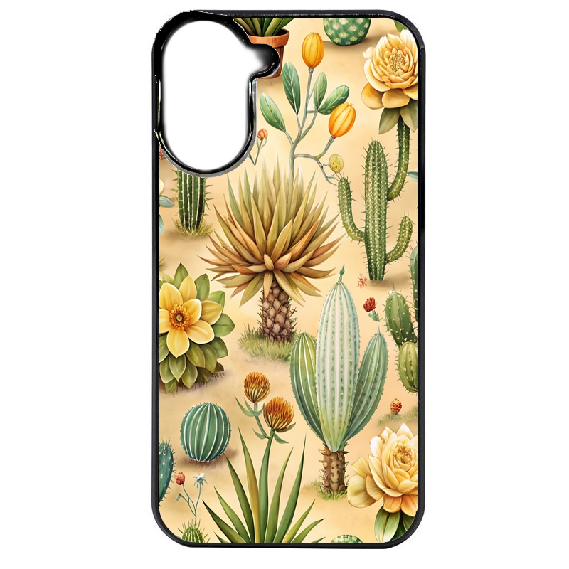 Coque noire taperso pour POCO C71 4G avec motif cactus et succulent protection antichoc personnalisée