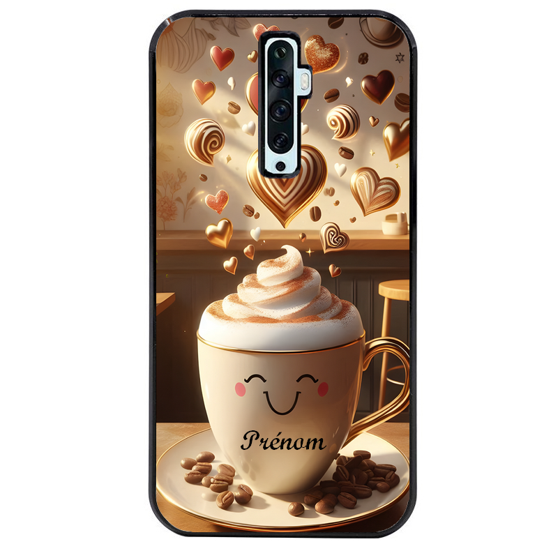 Coque noire taperso pour OPPO Reno 2 et 2Z avec motif cafe love morning personnalise protection antichoc personnalisée