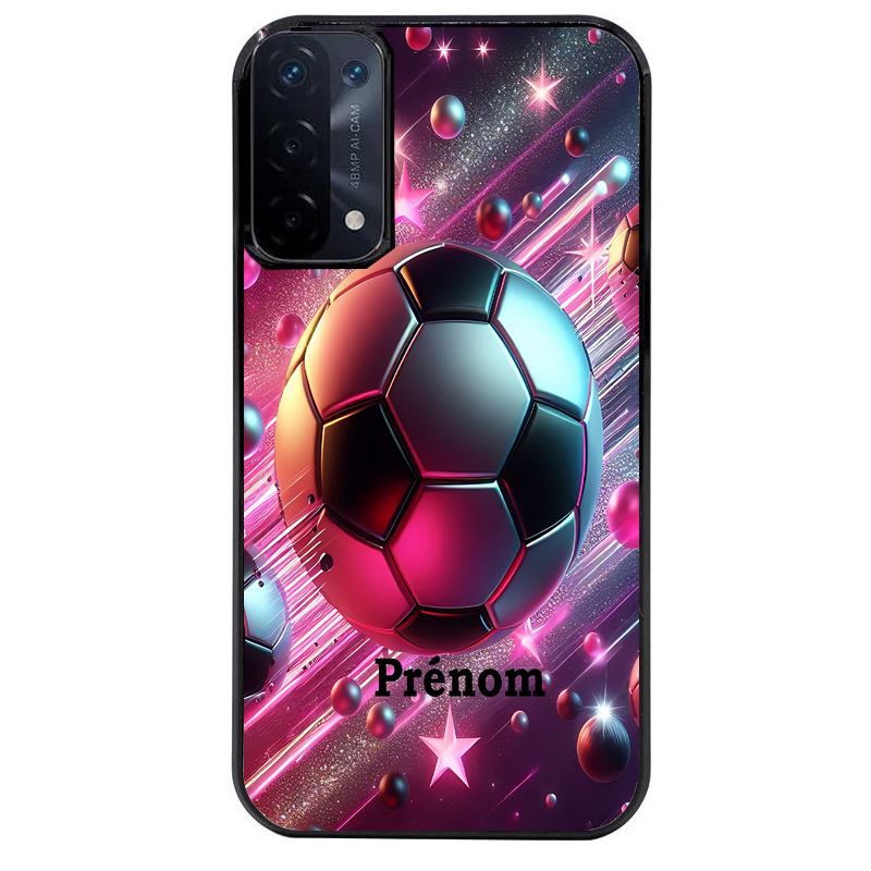 Coque noire taperso pour OPPO A54 et A74 5G avec motif foot etoile personnalisee protection antichoc personnalisée