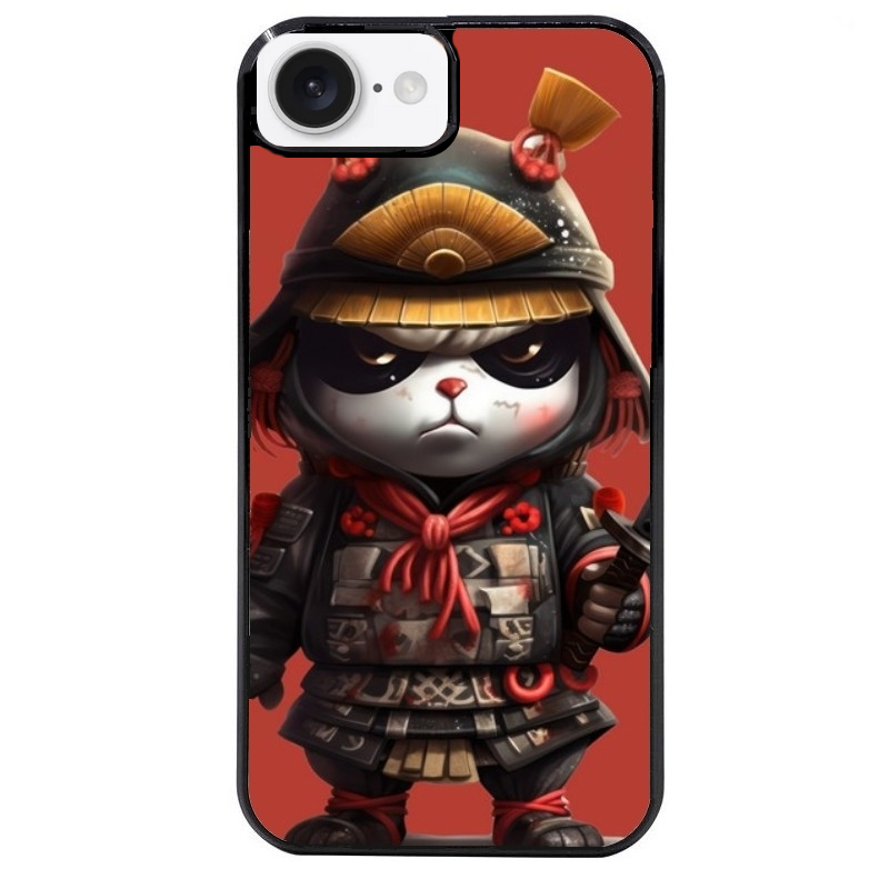 Coque noire taperso pour Iphone 16 16E PLUS MAX PRO avec motif panda et samourai protection antichoc personnalisée