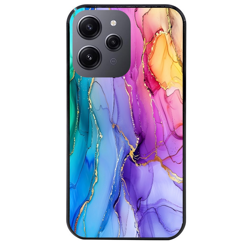Coque noire taperso pour Redmi 12 4G et 5G avec motif marbre tie dye protection antichoc personnalisée