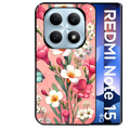 Coque noire taperso pour Redmi Note 15 et PRO PLUS 4G 5G avec motif fleur rose protection antichoc personnalisée