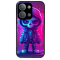 Coque noire taperso pour POCO C85 avec motif tete de mort skull fluo protection antichoc personnalisée