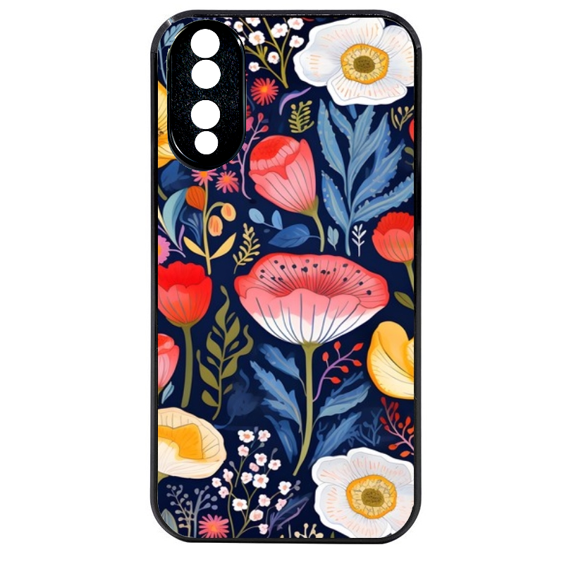 Coque noire taperso pour Honor 70 LITE 90 et LITE avec motif fleur coquelicot protection antichoc personnalisée