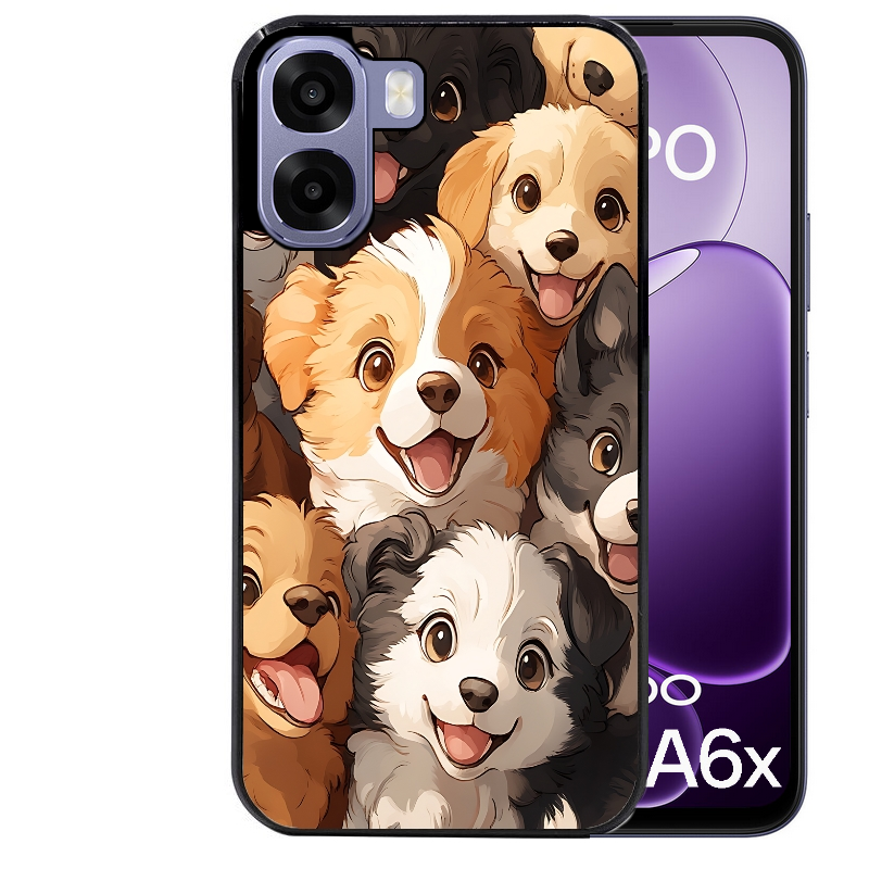 Coque noire taperso pour OPPO A6 A6X 4G et 5G avec motif chien smile protection antichoc personnalisée