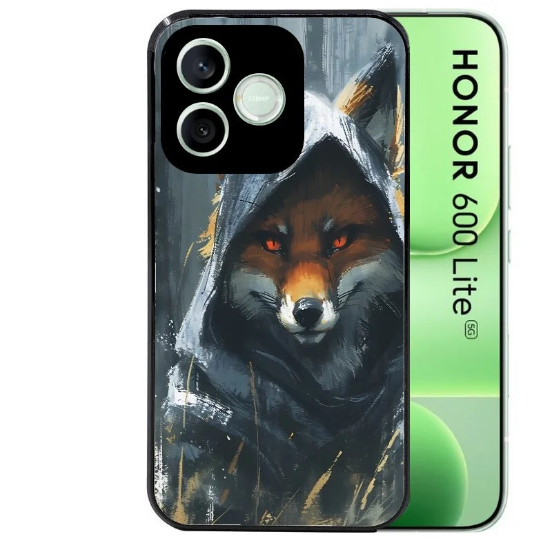 Coque noire pour Honor 600 LITE avec motif renard fox des bois protection antichoc personnalisée