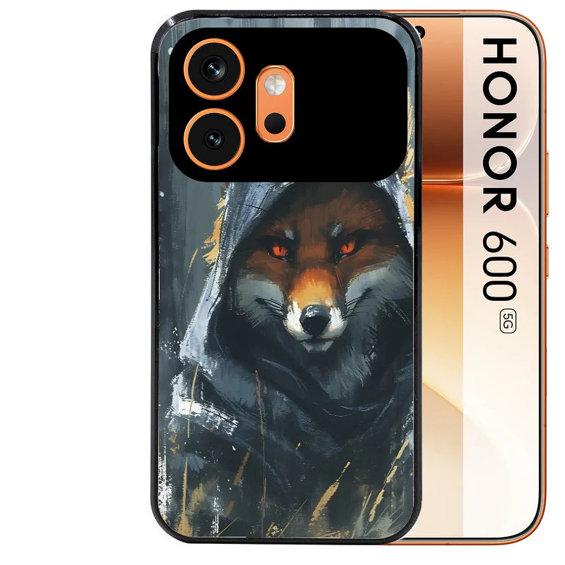 Coque noire taperso pour Honor 600 et 600 PRO avec motif renard fox des bois protection antichoc personnalisée