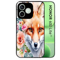 Coque noire pour Honor 600 LITE avec motif renard fox et fleurs protection antichoc personnalisée