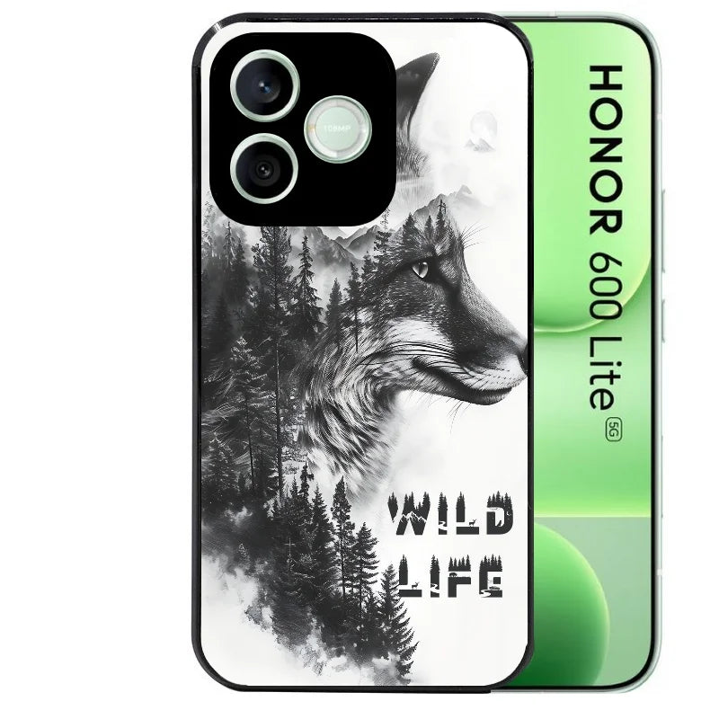 Coque noire pour Honor 600 LITE avec motif renard fox wild protection antichoc personnalisée