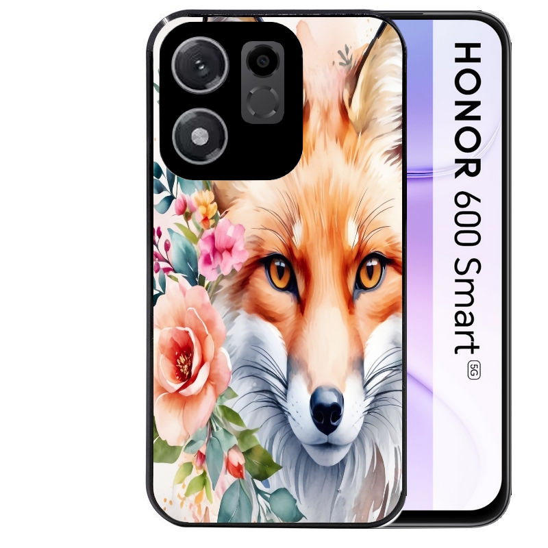 Coque pour Honor 600 SMART renard fox et fleurs