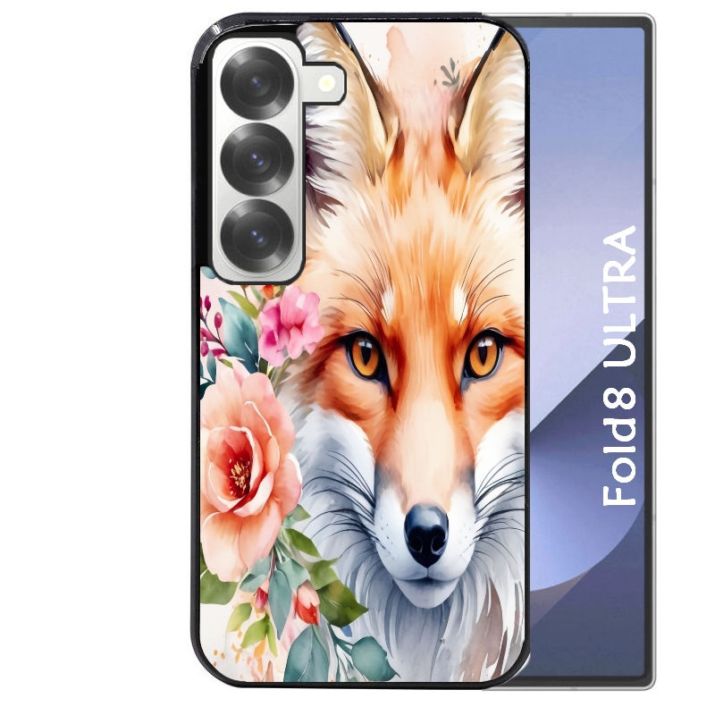 Coque pour Z FOLD 8 ULTRA renard fox et fleurs