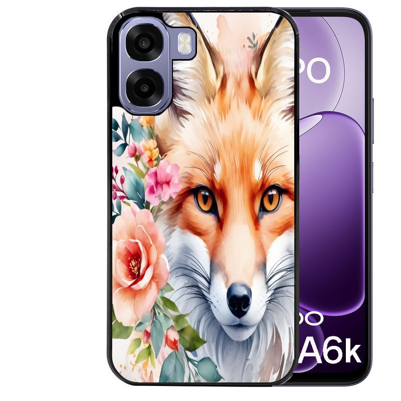 Coque pour Oppo A6 A6 A6K renard fox et fleurs