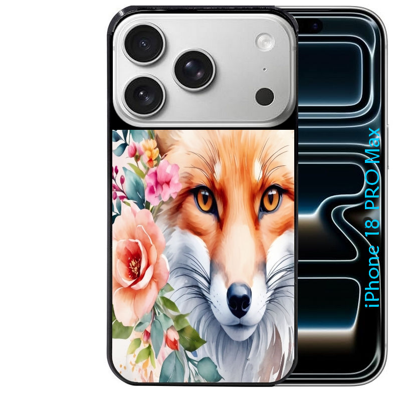 Coque pour Iphone 18 / PRO / PRO MAX / 18E renard fox et fleurs