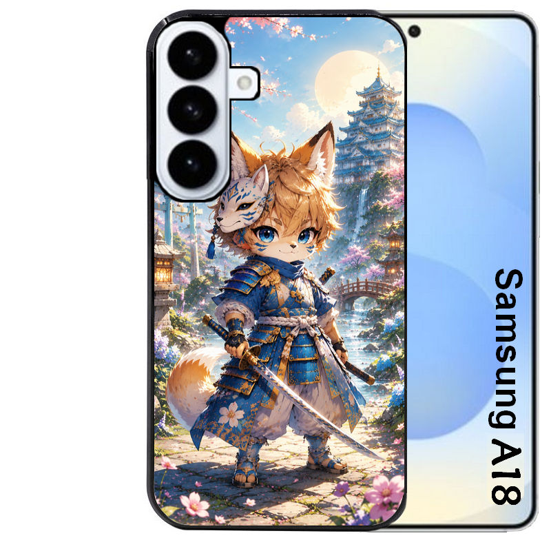 Coque pour Galaxy A08 A18 A28 A38 A58 renard et fox samourai