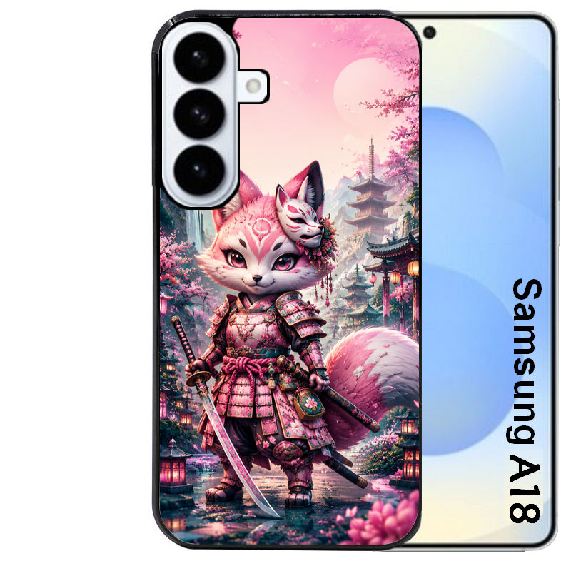 Coque pour Galaxy A08 A18 A28 A38 A58 renard samourai girl