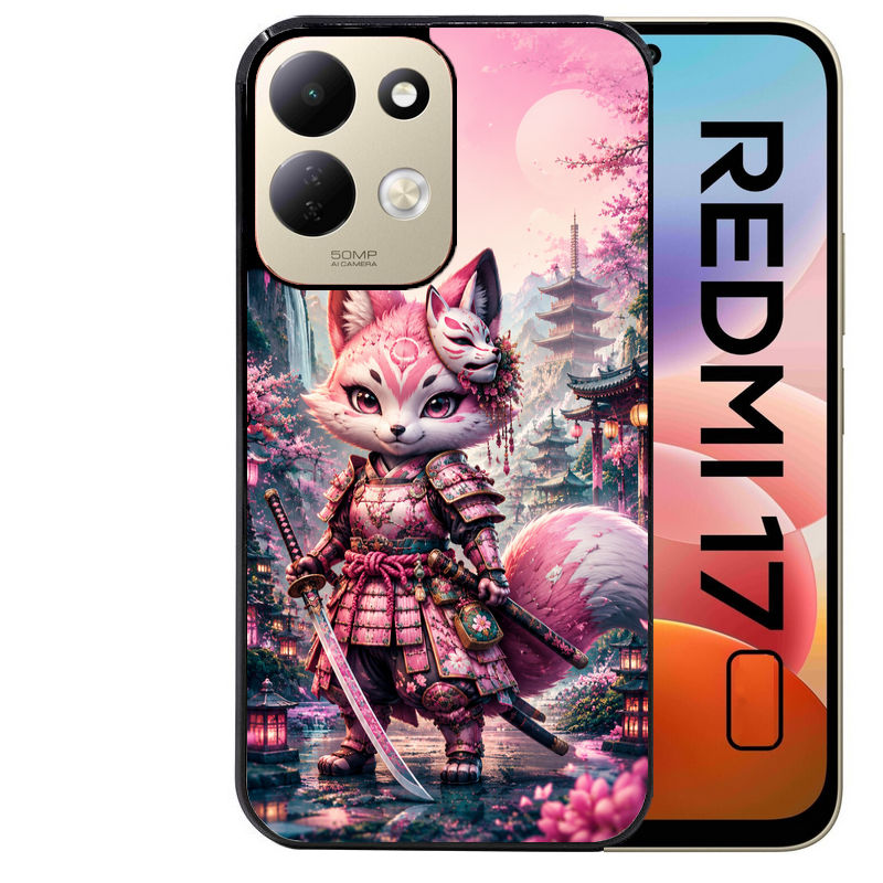 Coque pour Redmi 17 et 17C 4G 5G renard samourai girl