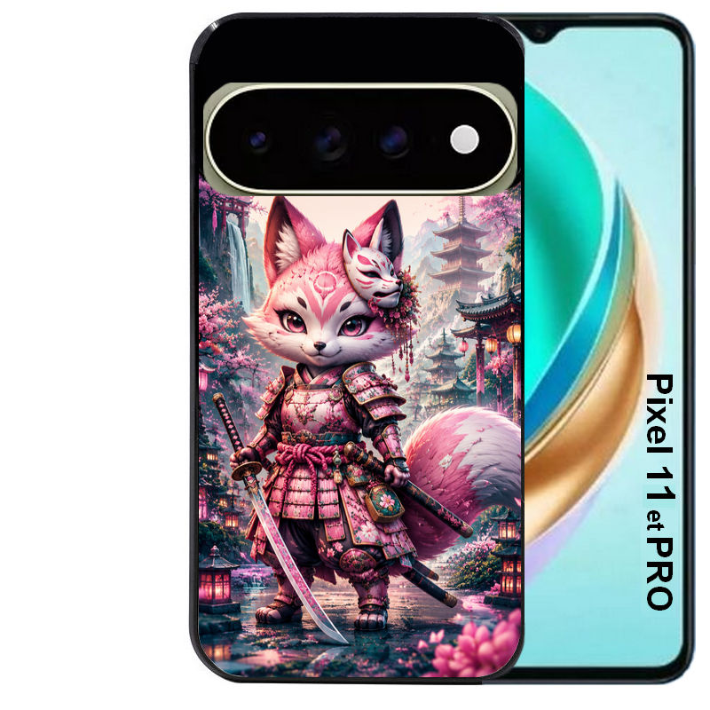 Coque pour Pixel 10 / 11 / PRO / XL renard samourai girl