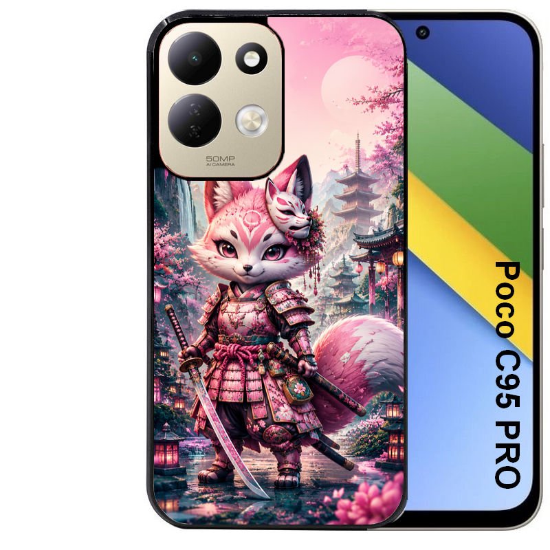 Coque pour POCO C95 PRO renard samourai girl