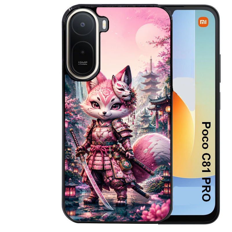 Coque pour POCO C81 PRO renard samourai girl