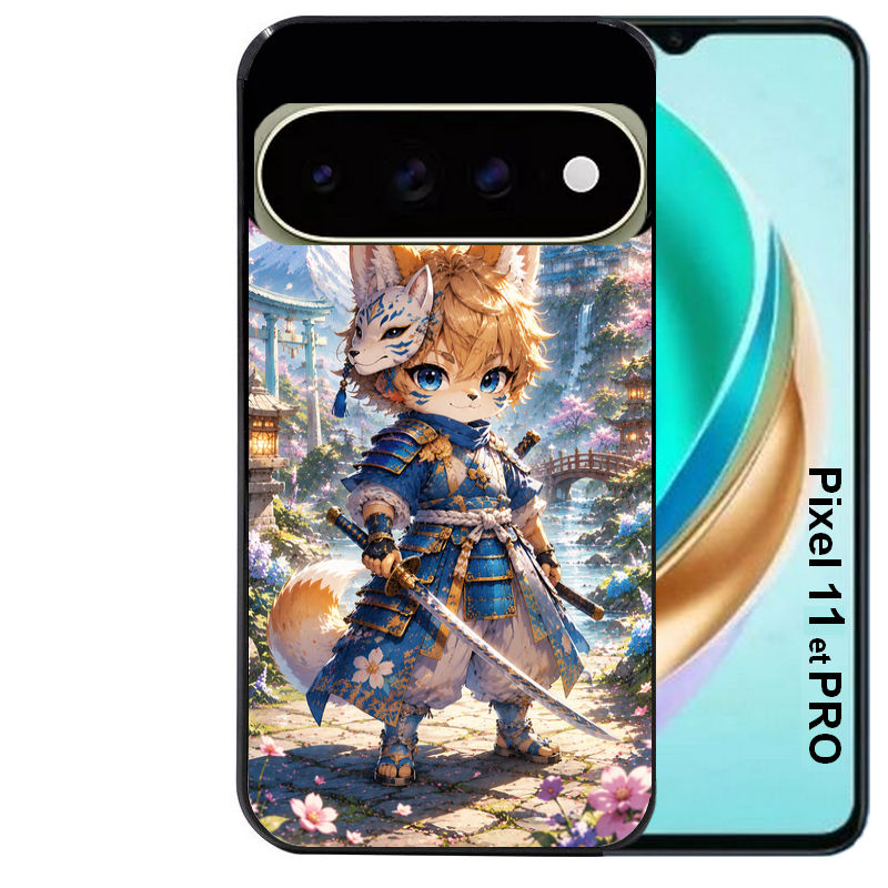 Coque pour Pixel 10 / 11 / PRO / XL renard et fox samourai