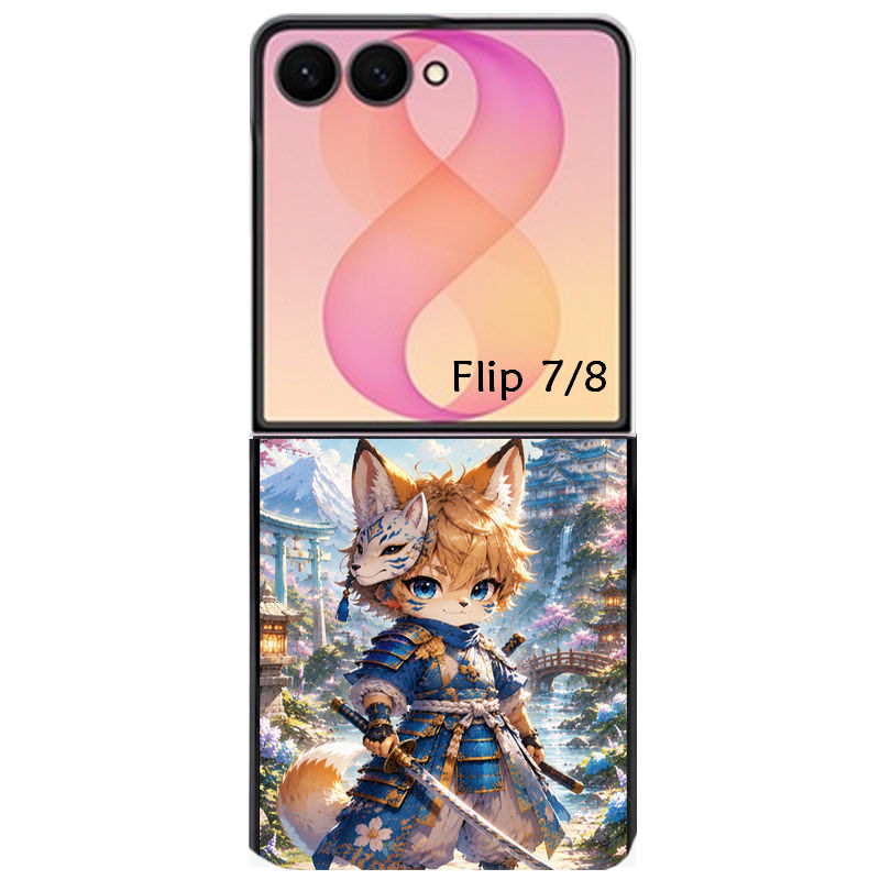 Coque pour Z FLIP 6 7 8 renard et fox samourai
