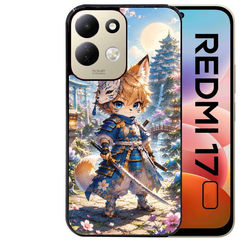 Coque pour Redmi 17 et 17C 4G 5G renard et fox samourai